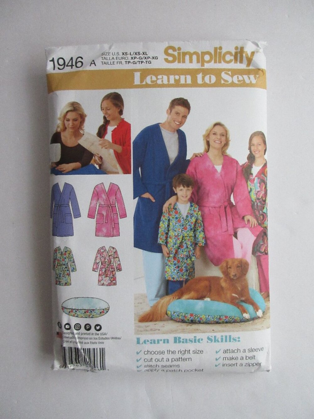 Simplicity 1946 Sewing Pattern Adult Child's Robes Pet Bed Sz XS S M L XL UNCUT